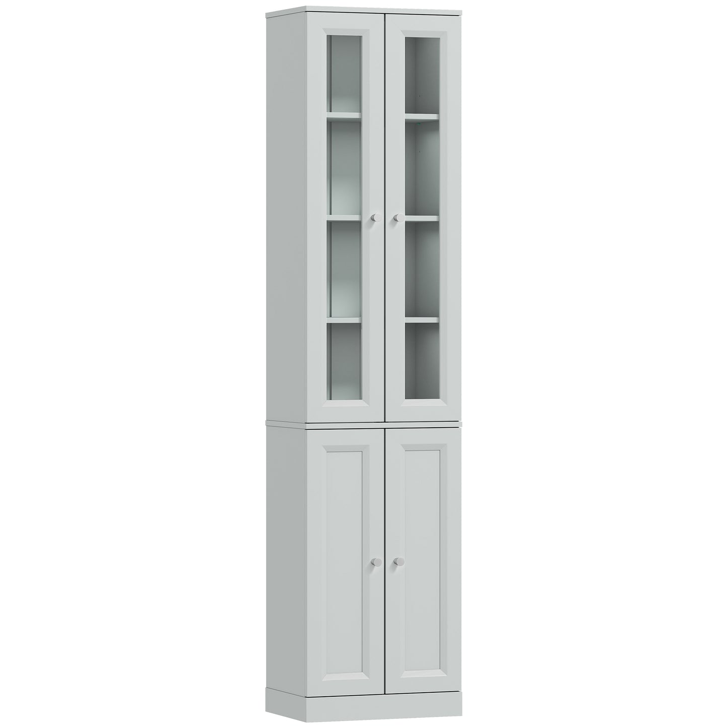 Tall Bathroom Storage Cabinet, 6-Tier Slim Bathroom Cabinet with Adjustable Shelf, 4 Soft-Close Doors, Dusty Blue