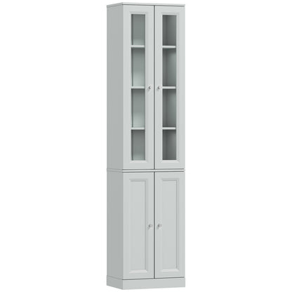 Tall Bathroom Storage Cabinet, 6-Tier Slim Bathroom Cabinet with Adjustable Shelf, 4 Soft-Close Doors, Dusty Blue