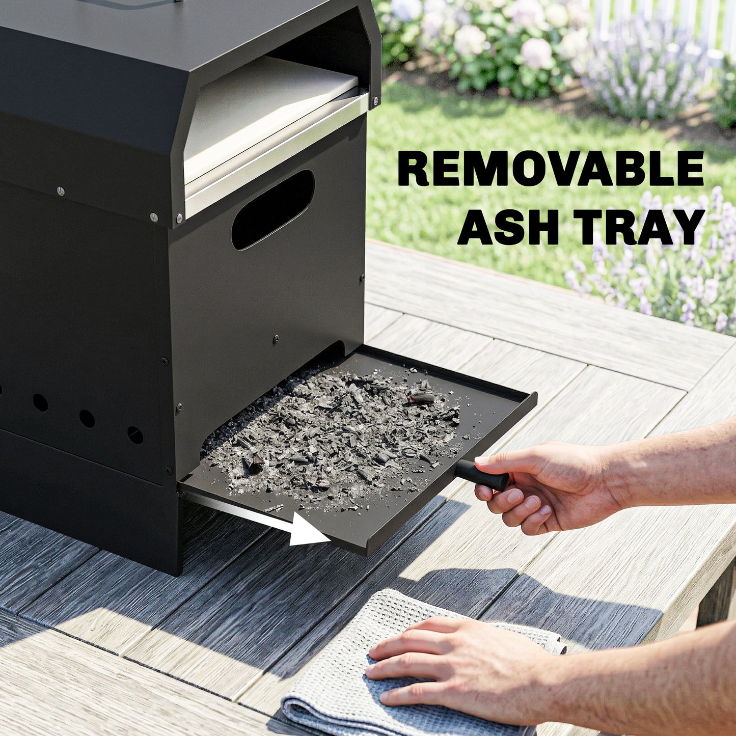 3 in 1 Outdoor Pizza Oven, Portable Wood Fired Pizza Maker with Handles, Stone and Peel