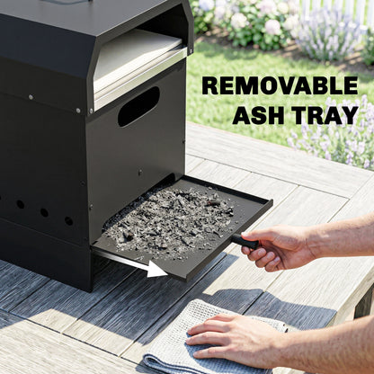 3 in 1 Outdoor Pizza Oven, Portable Wood Fired Pizza Maker with Handles, Stone and Peel