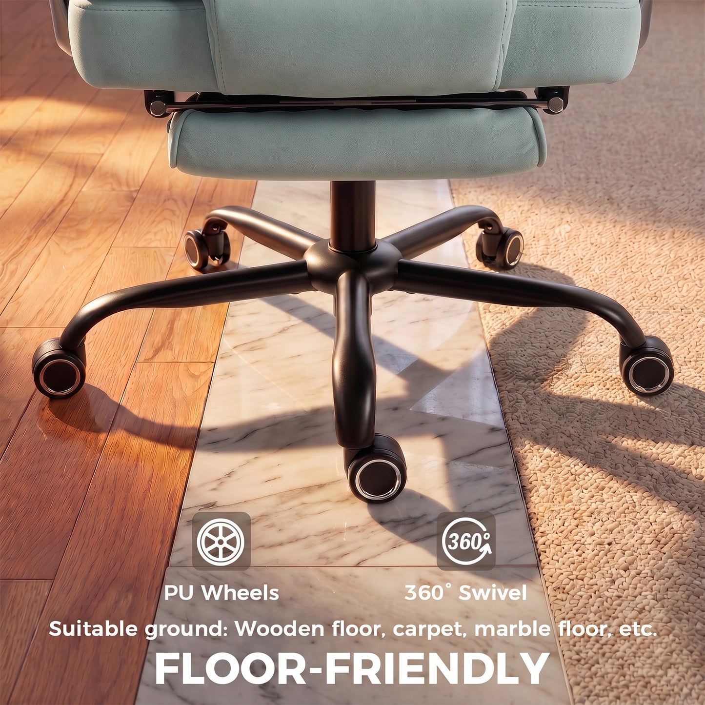 Executive Office Chair, Leathaire Big and Tall Office Chair 180 kg with Wide Seat, Reclining, Lumbar Support, Blue
