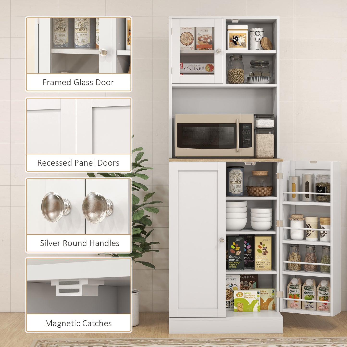 Two-Part Kitchen Storage Cabinet - White