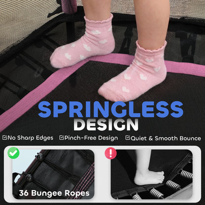 Kids Trampoline Mini Bouncer with Enclosure Safety Net For Ages 3-10 Years - Pink