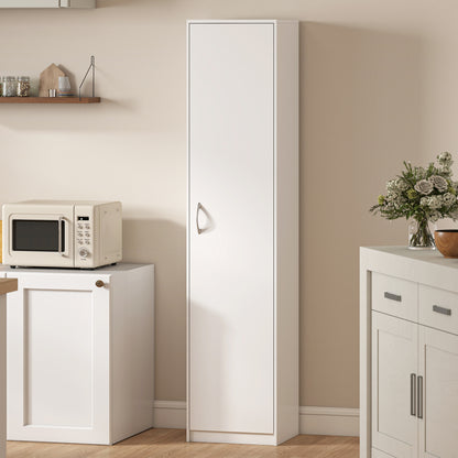 180cm Tall Kitchen Cupboard, Freestanding 5-Tier Pantry Storage Cabinet with Adjustable Shelf, White
