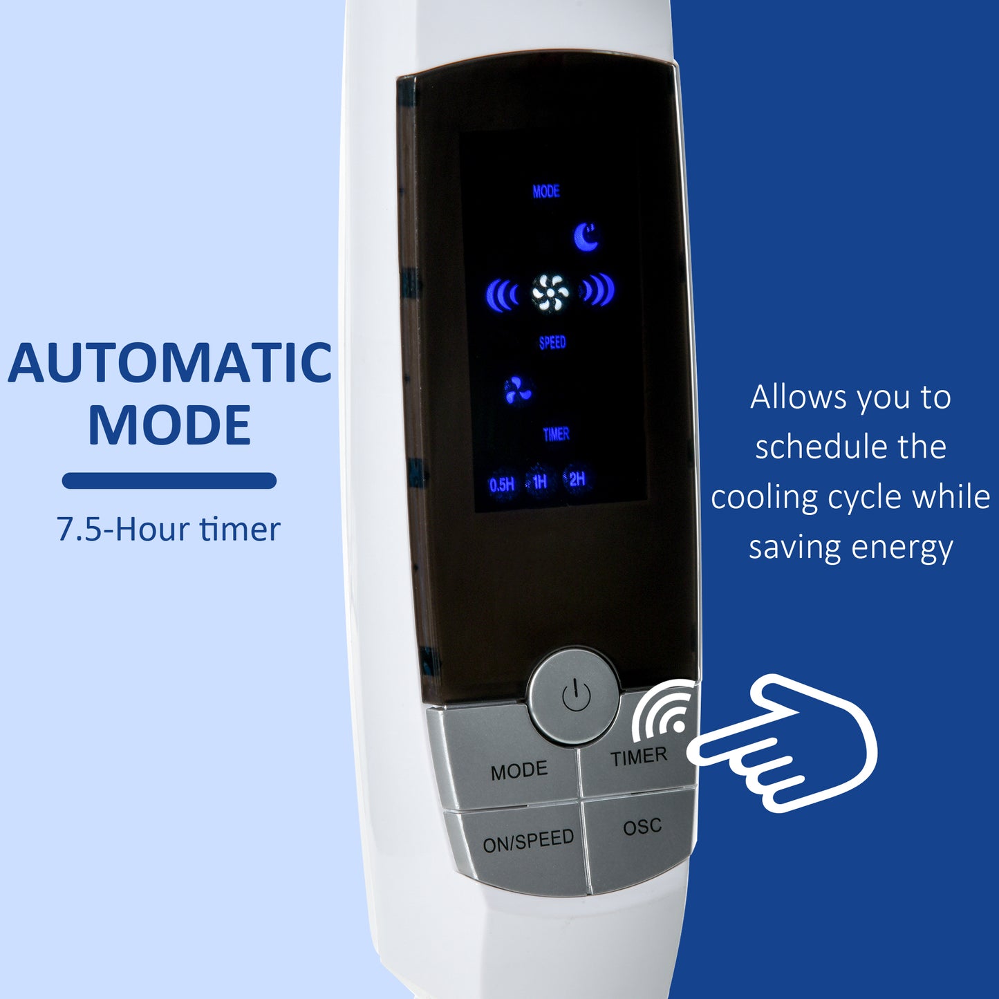 16'' Pedestal Stand Fan, 3 Speed 3 Mode, 85° Oscillation, LED Panel, 3M Remote Controller, Height Adjustable for Living Room
