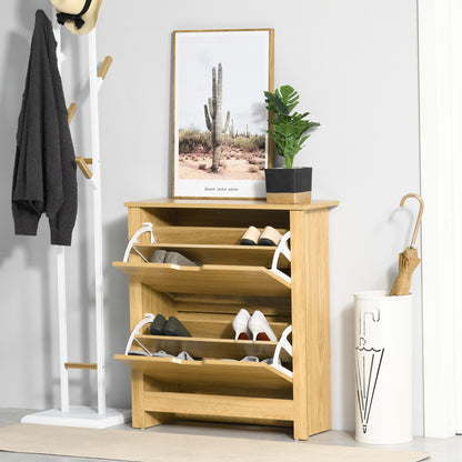 Narrow Shoe Cabinet, Space Saving Shoe Storage Cabinet with 2 Flip Drawers and Adjustable Shelves for 6-12 Pairs of Shoes for