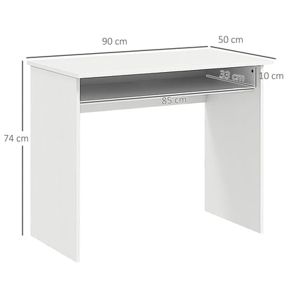 Modern Computer Desk, Home Office Table, Small Writing Desk with Storage Shelf, 90 x 50cm, White Wood Grain
