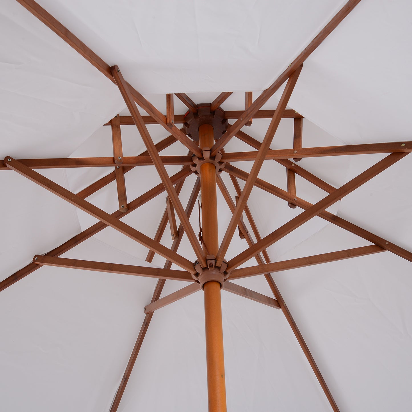 2.7m Elegant Wooden Frame Parasol Umbrella - White