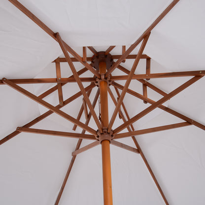 2.7m Elegant Wooden Frame Parasol Umbrella - White