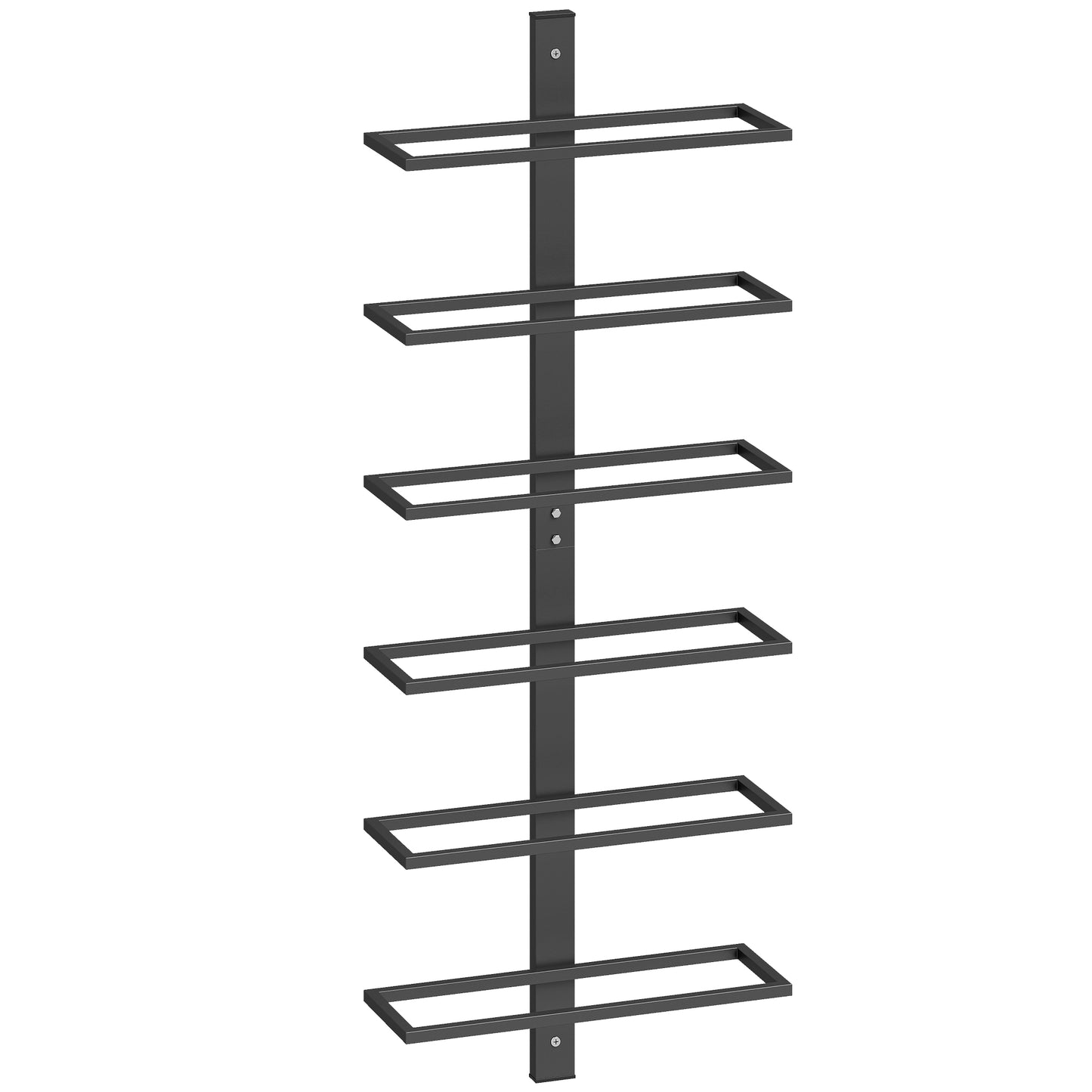 Wall Mounted Wine Rack, 6 Tier Metal Wine Display Rack, Storage Holder for Kitchen, Black