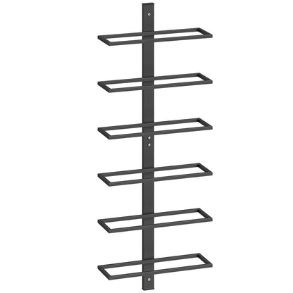 Wall Mounted Wine Rack, 6 Tier Metal Wine Display Rack, Storage Holder for Kitchen, Black