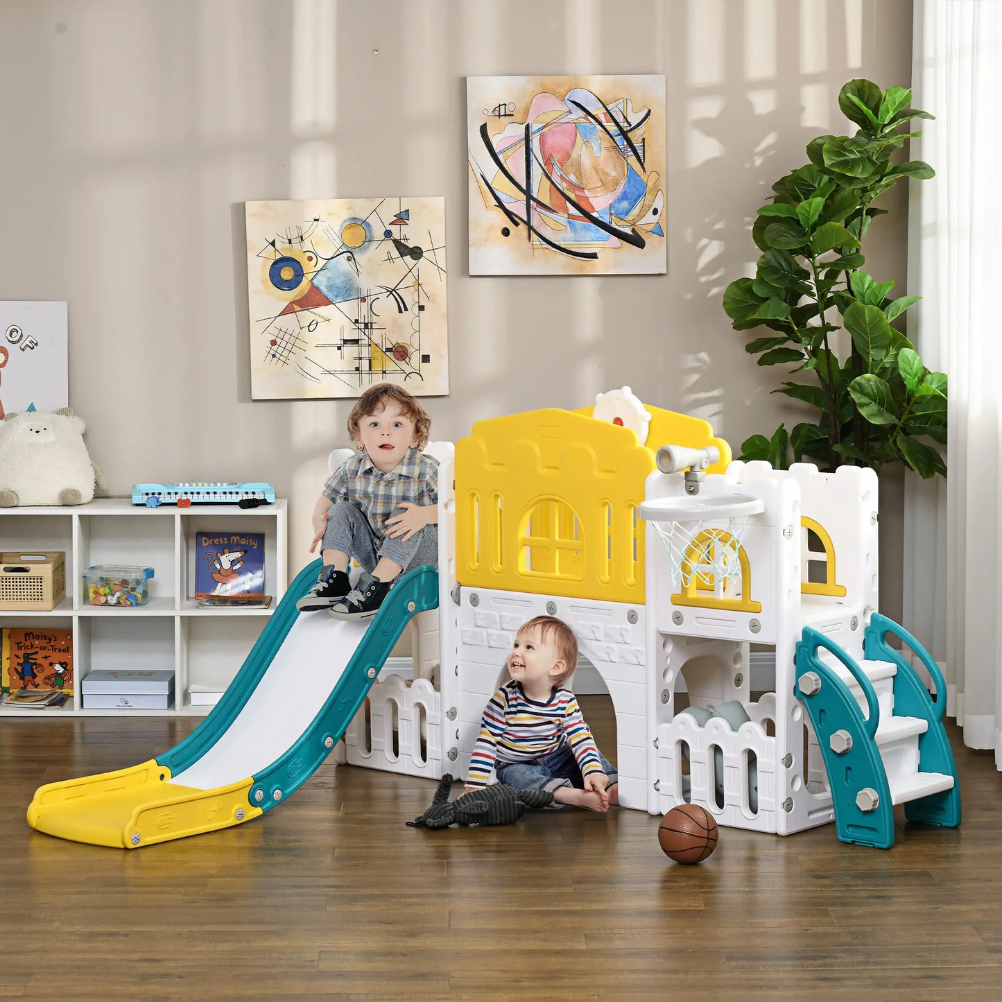 7in1 Toddler Play Centre with Slide and Basketball Hoop