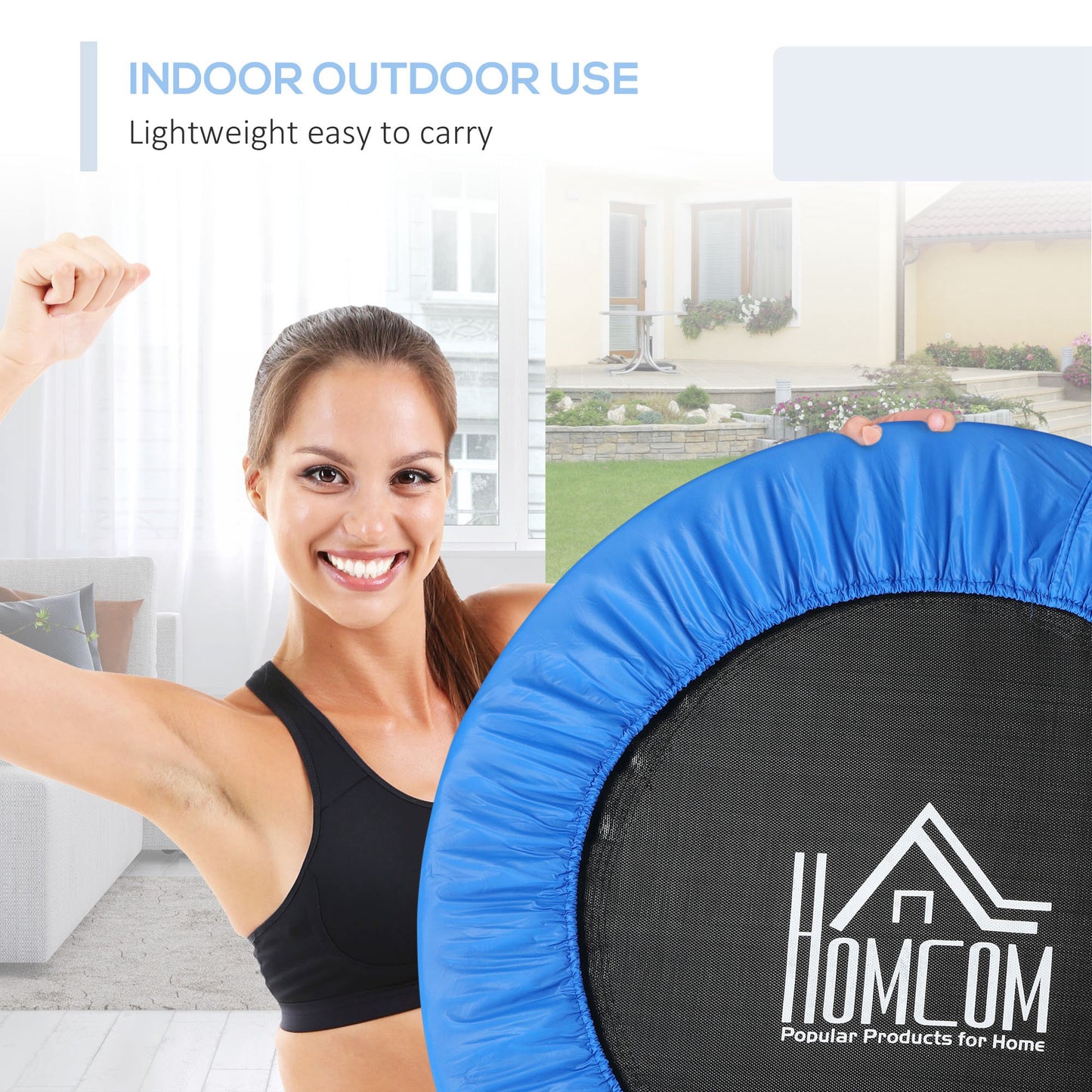 40" Mini Fitness Trampoline Home Gym Yoga Exercise Rebounder Indoor Outdoor Jumper with Safety Pad, Support Up to 150 KG
