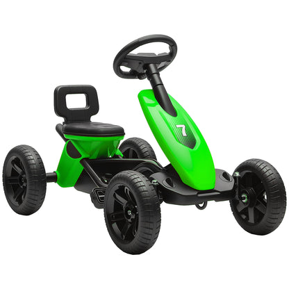 Pedal Go Kart for Kids 2-5 Years, with Silent EVA Wheels, Metal Frame, Green