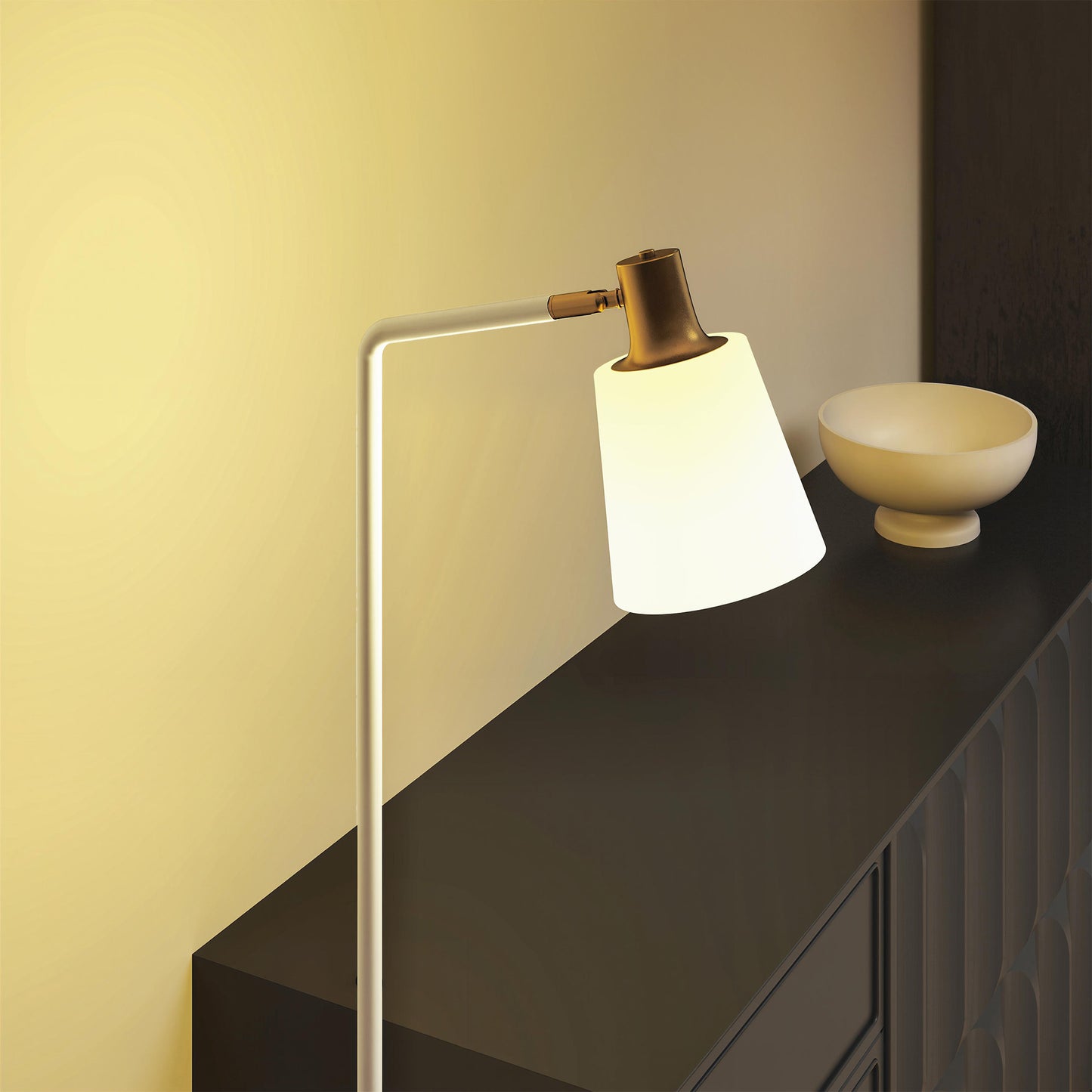 Modern Standing Lamp, Floor Lamp with 350° Rotatable Head for Living Room, White