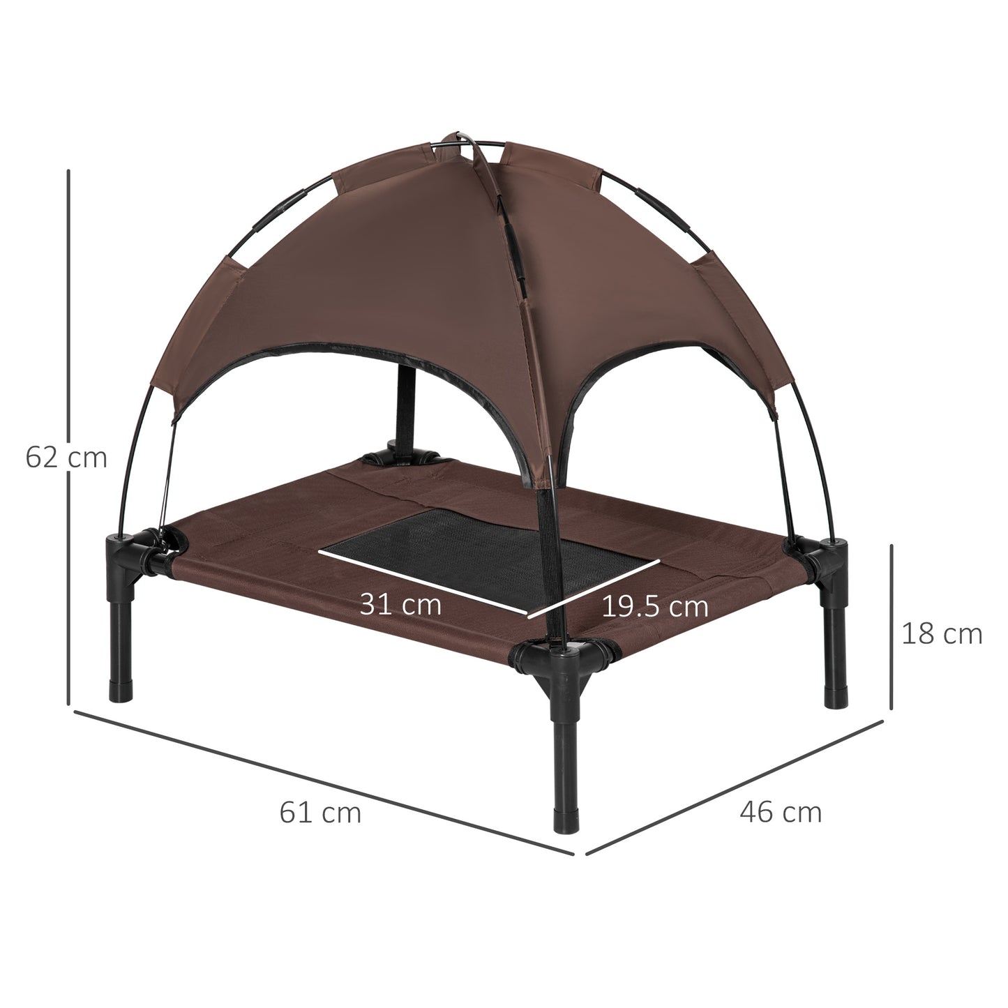 Outdoor Dog Bed with Removable Canopy, Portable Raised Dog Bed for Camping, Garden & Beach