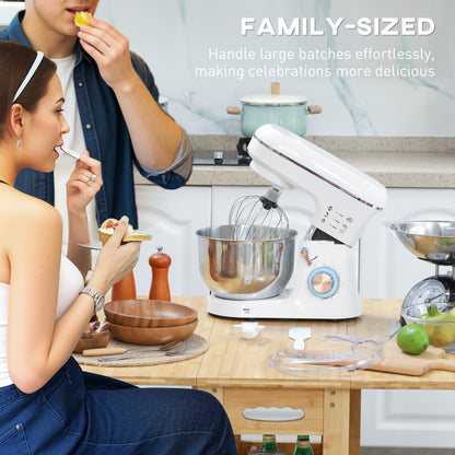 Stand Mixer, 5L Food Mixer for Baking, 6 Speeds and Pulse Setting, 1400W Cake Electric Kitchen Mixer with Dough Hook, Whisk