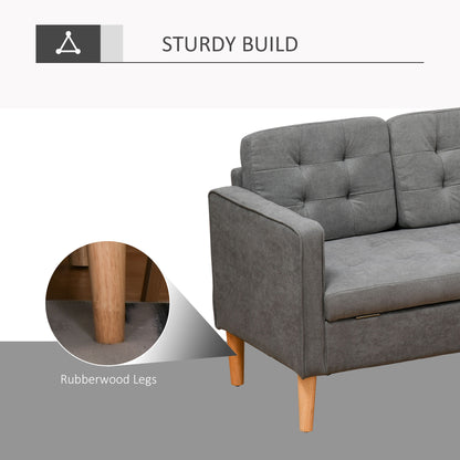 3 Seater Storage Sofa, Fabric Couch with Hidden Under Seat Storage, Thick Cushions