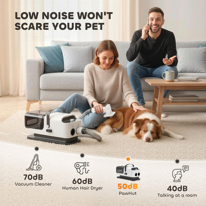 5 in 1 Dog Grooming Vacuum & Dryer w/ Clipper, 1.8L Canister, 4 Modes Blow Temperature
