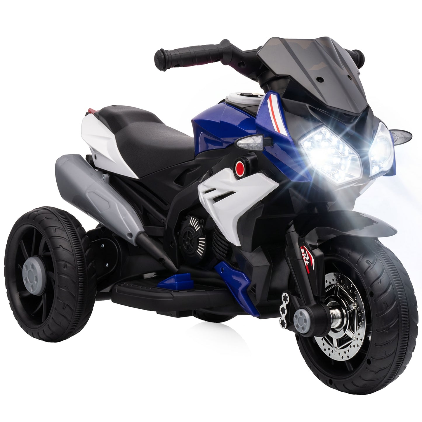 Kids Electric Motorcycle, 6V Ride on Motorcycle with 3 Wheels, LED Headlight, Music, Horn for Boys Girls 3-5 Y, Blue