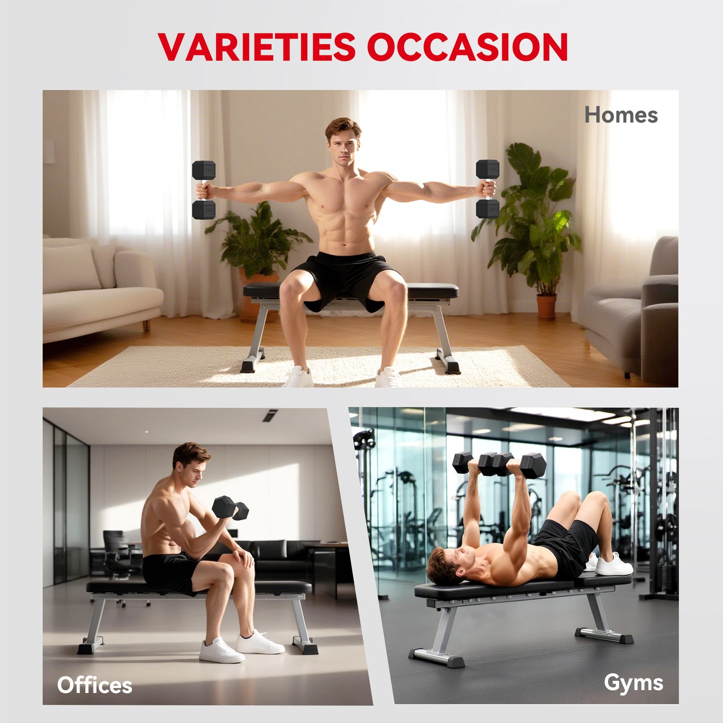 2x20KG Rubber Hex Dumbbell Portable Hand Weights Dumbbell Home Gym