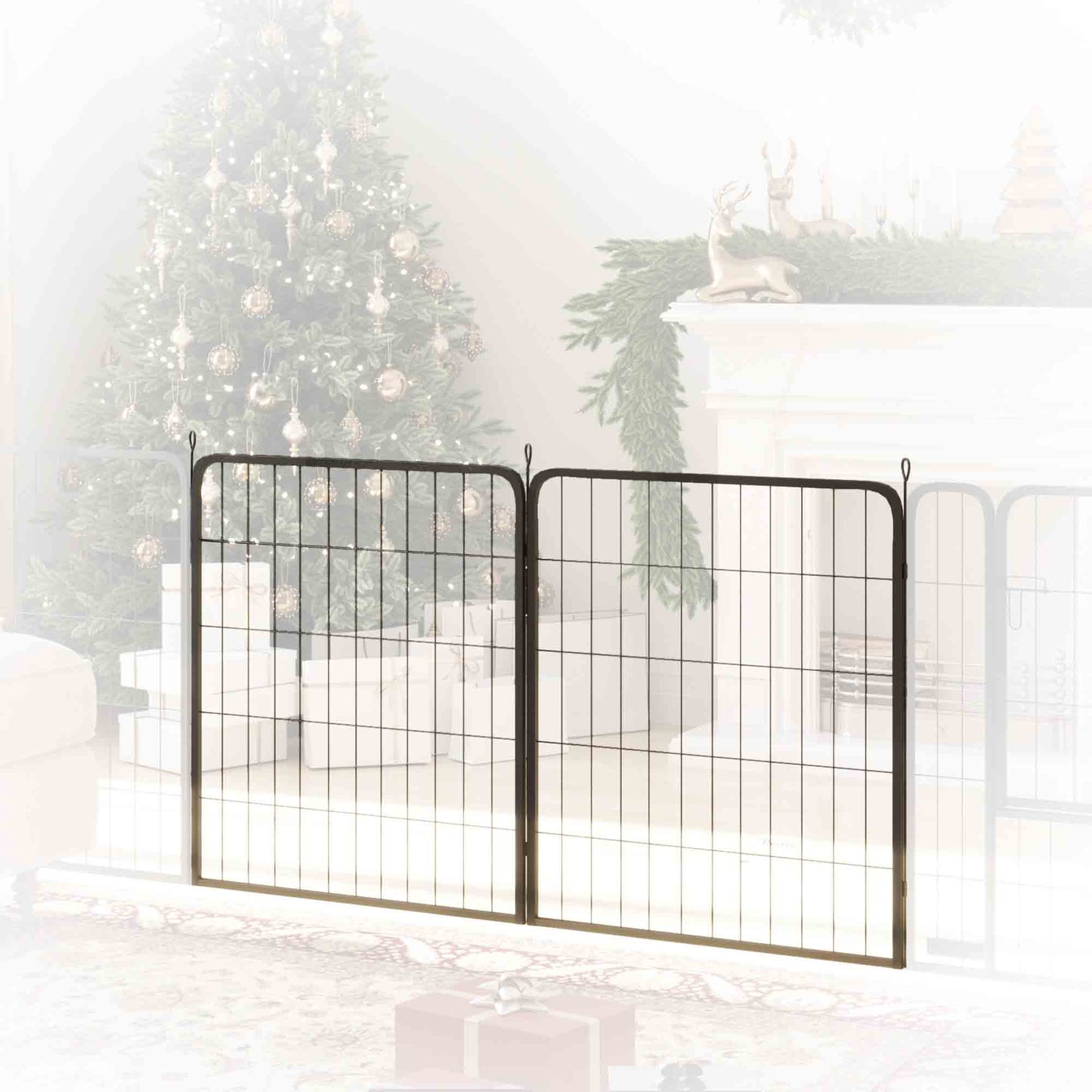 Two-Piece Dog Pen Expansion Pack for Medium Dogs, 80cm Tall Animal Pen with Three Connecting Stakes