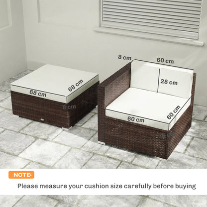 7-Piece Patio Furniture Cushions, Outdoor Loveseat Cushion with Removable Covers for Rattan Furniture, 60x60 cm, Cream