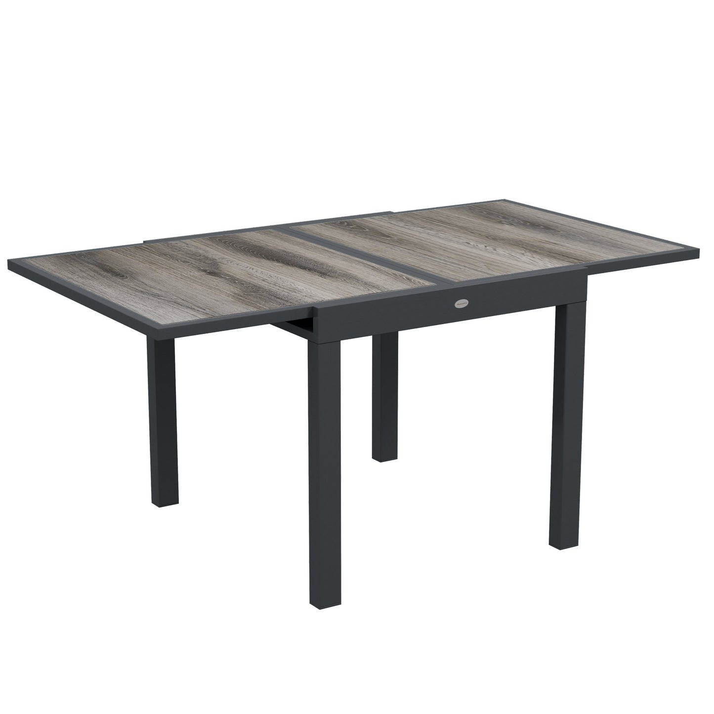 Extending Garden Table, Outdoor Dining Table for 6, Aluminium Frame Rectangular Patio Table with Plastic Board Tabletop