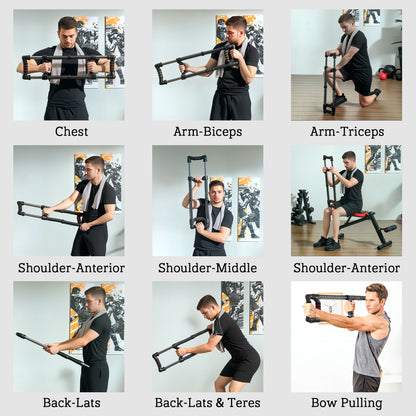 Chest Expander, with 10-50kg Adjustable Resistance, for Home Gym, Office, Travel Workout