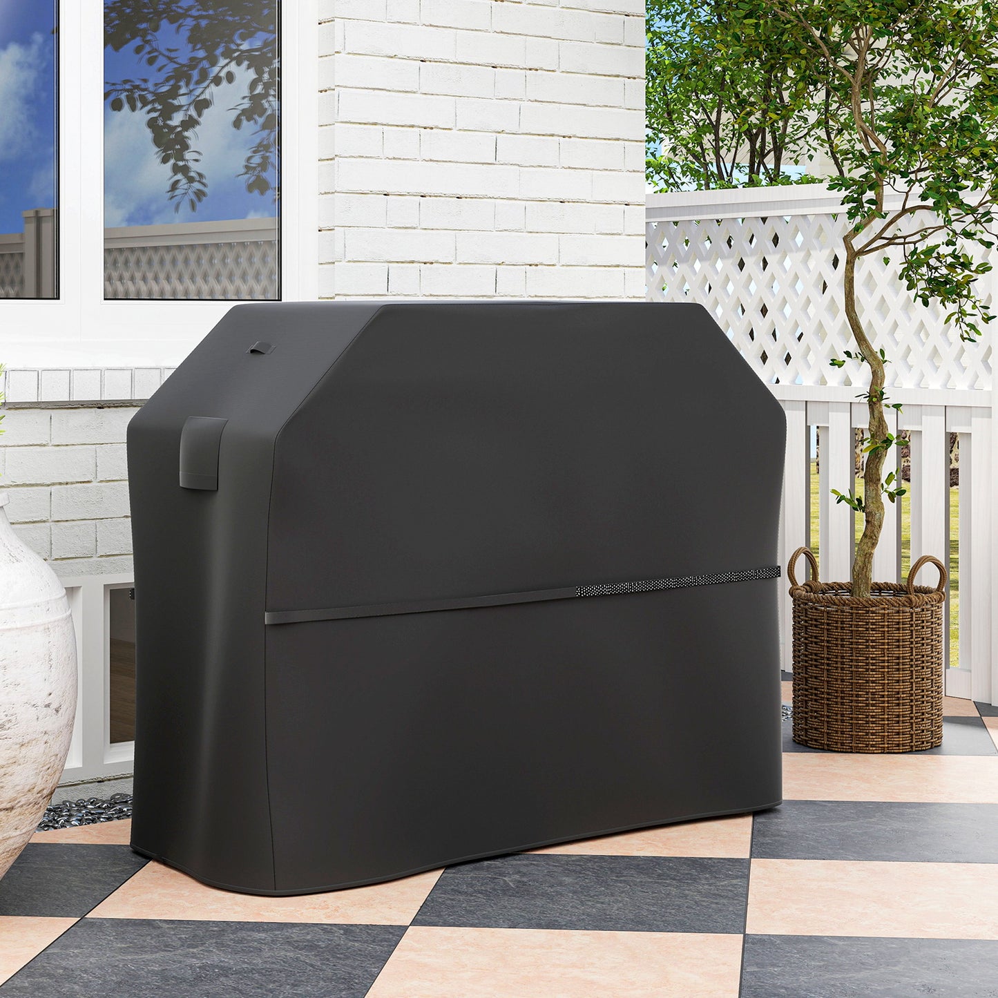 BBQ Cover for Rectangular Gas Grill, 600D UPF30+ Oxford Fabric Barbecue Cover for Waterproof Protection Rip-Proof