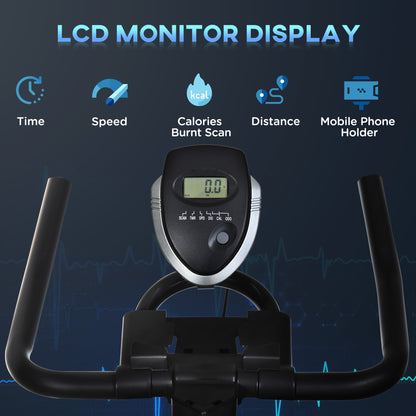 Indoor Stationary Exercise Bike 6kg Flywheel Fitness Cardio Workout Bke Trainer for Home Gym w/ Adjustable Resistance LCD Mon