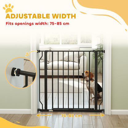 Extra Wide Dog Gate, with Door Pressure, for Doorways, Hallways, Staircases - Black