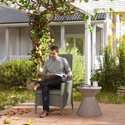 105°-150° Reclining Rattan Chair - Grey