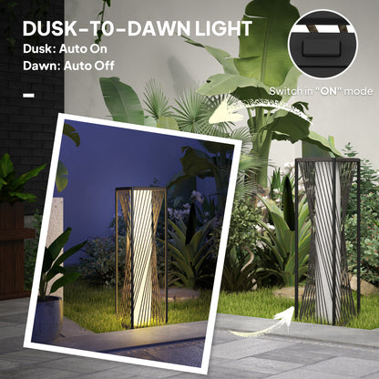 Garden Rattan Lamp, 77 cm Tall Solar Rattan Floor Lamp, Solar Garden Light with Auto On/Off LED Lights