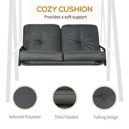 2 Seater Garden Swing Chair with Adjustable Tilting Canopy, Outdoor Hammock Bench with Steel Frame for Patio