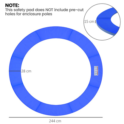 8ft Trampoline Pad, Φ244cm Trampoline Accessories Surround Pad Thick Foam Pads Padding Replacement Spare, No Holes for Pole