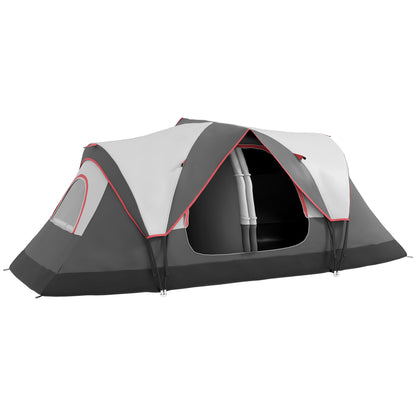Camping Tent for 6 Man with 2000mm Waterproof Rainfly and Carry Bag for Fishing Hiking Festival, Grey