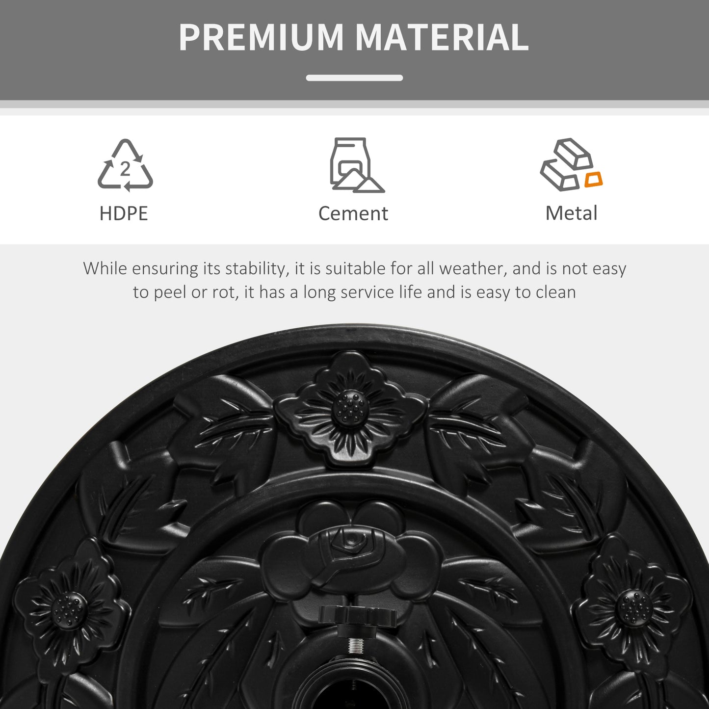 9kg Cement Concrete Half Round Parasol Base Umbrella Stand Garden Outdoor Accessories