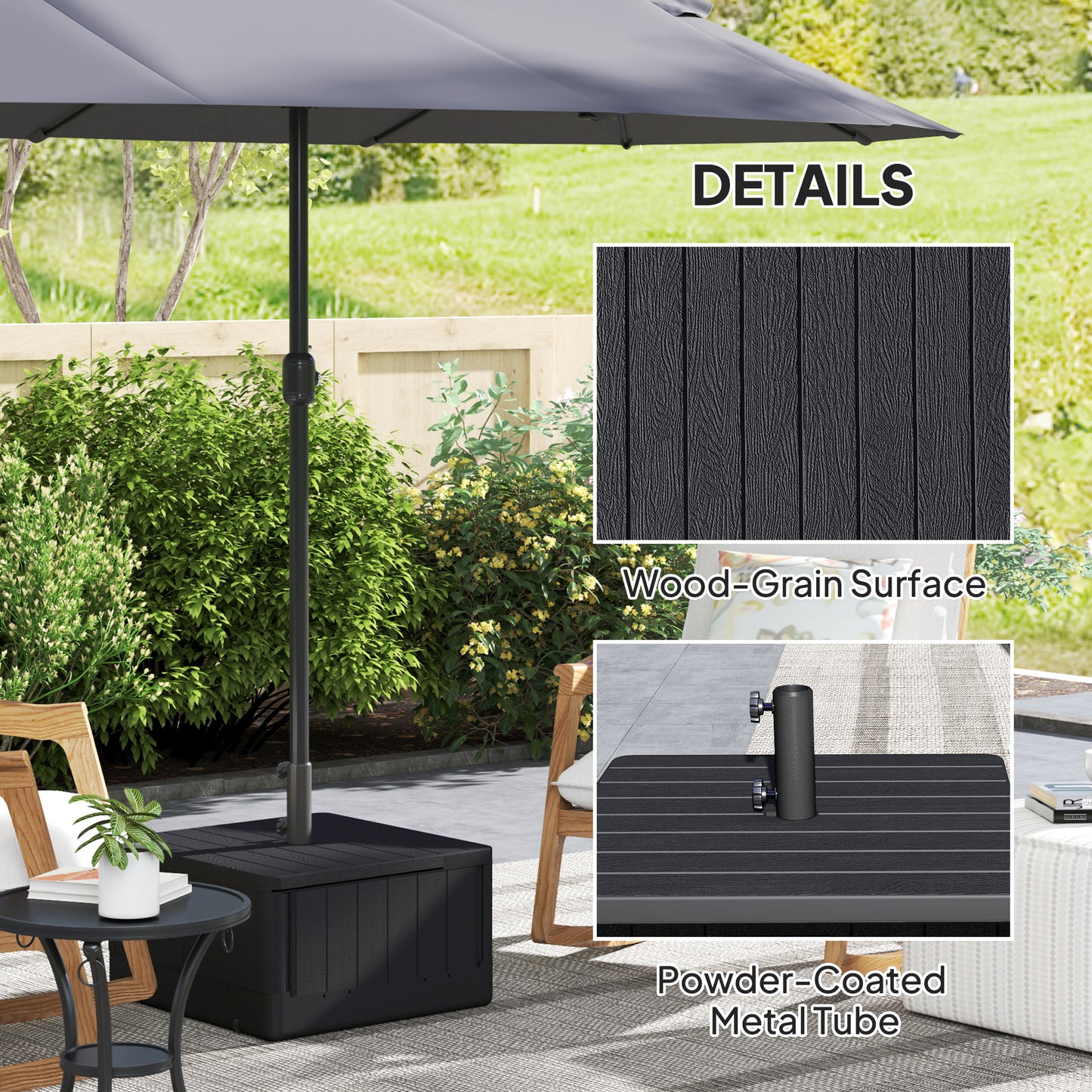 Garden Parasol Base Outdoor Umbrella Stand with Wheels Handles, Garden Umbrella Base, Filled Up to 80kg