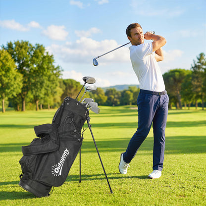 Golf Stand Bag 6 Way Full-Length Dividers, Waterproof Golf Bag with 5 Pockets, Grey