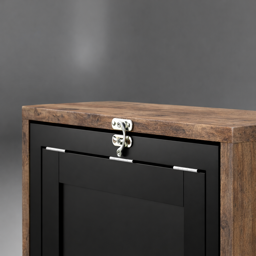 Folding Desk with Blackboard Multi-function Computer Office Workstation Side Shelf for Home Office, Rustic Brown