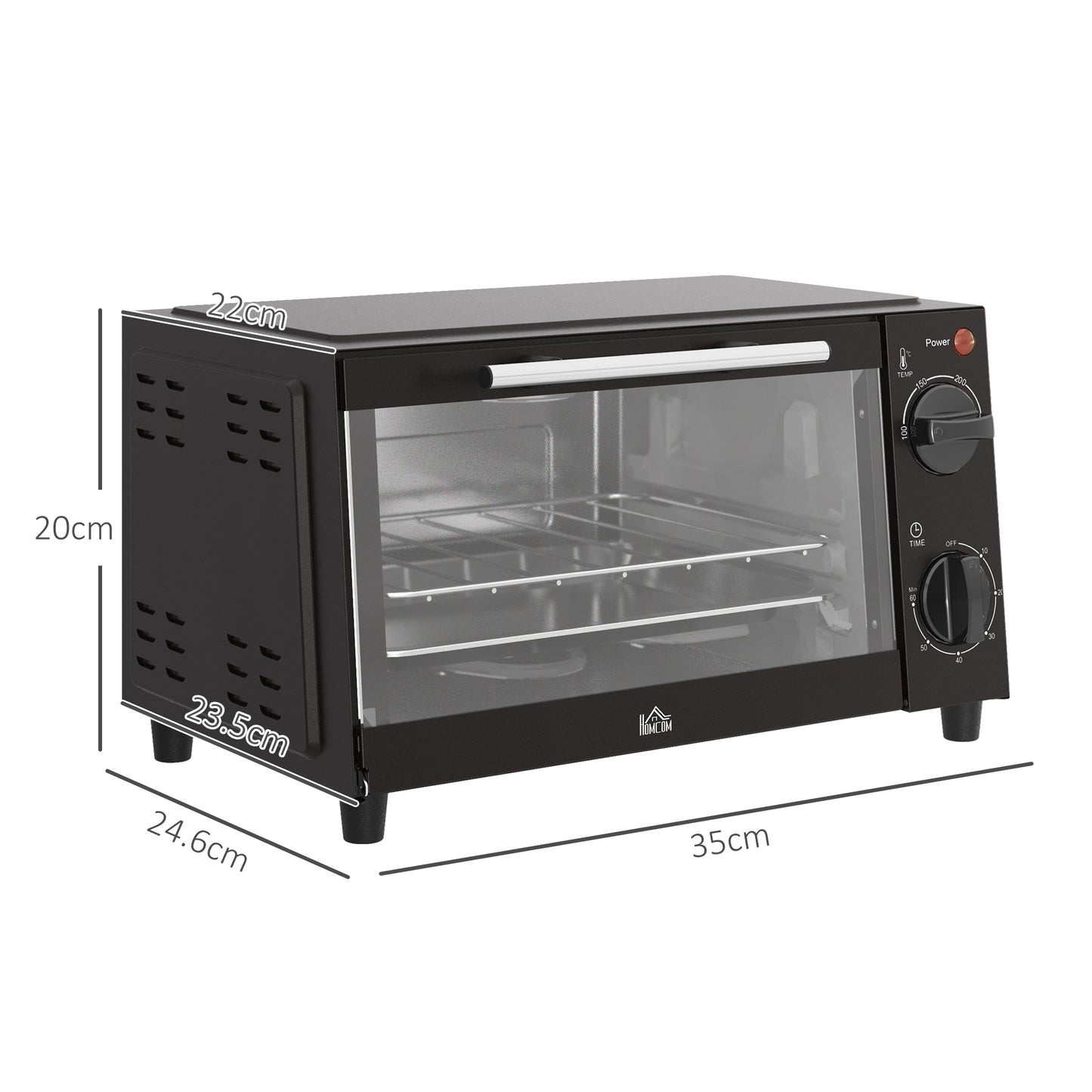 Mini Oven, 9L Countertop Electric Grill, Toaster Oven with Adjustable Temperature, Timer