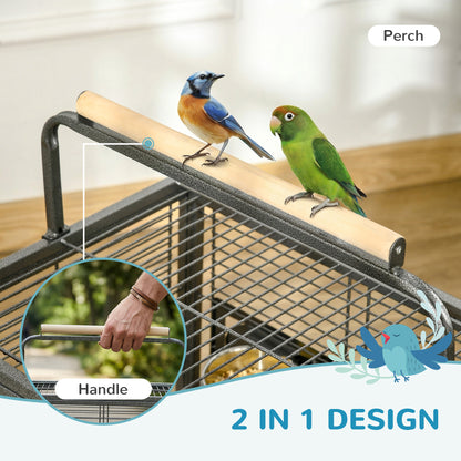 Parrot Cage, Travel Carry Pet Bird Cage, with Metal Handle