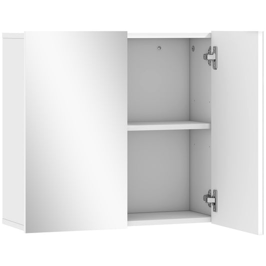 Double-Door Bathroom Mirror Cabinet - White