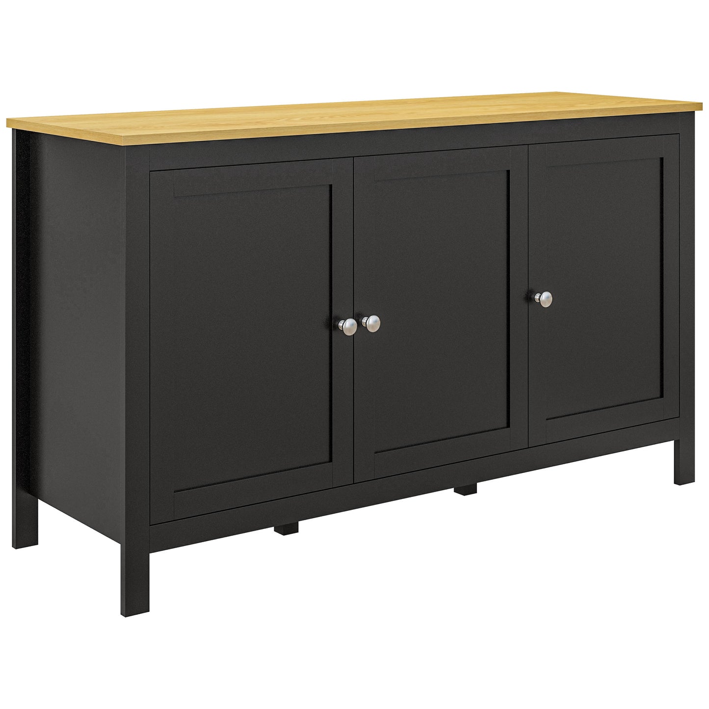 Sideboard, Buffet Cabinet with Doors and Adjustable Shelves for Living Room, Entryway, Black and Natural