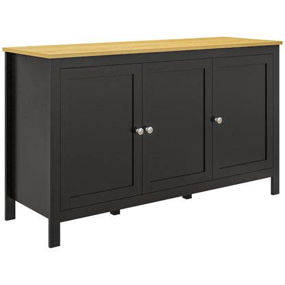 Sideboard, Buffet Cabinet with Doors and Adjustable Shelves for Living Room, Entryway, Black and Natural