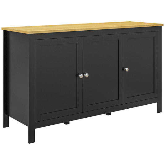 Sideboard, Buffet Cabinet with Doors and Adjustable Shelves for Living Room, Entryway, Black and Natural