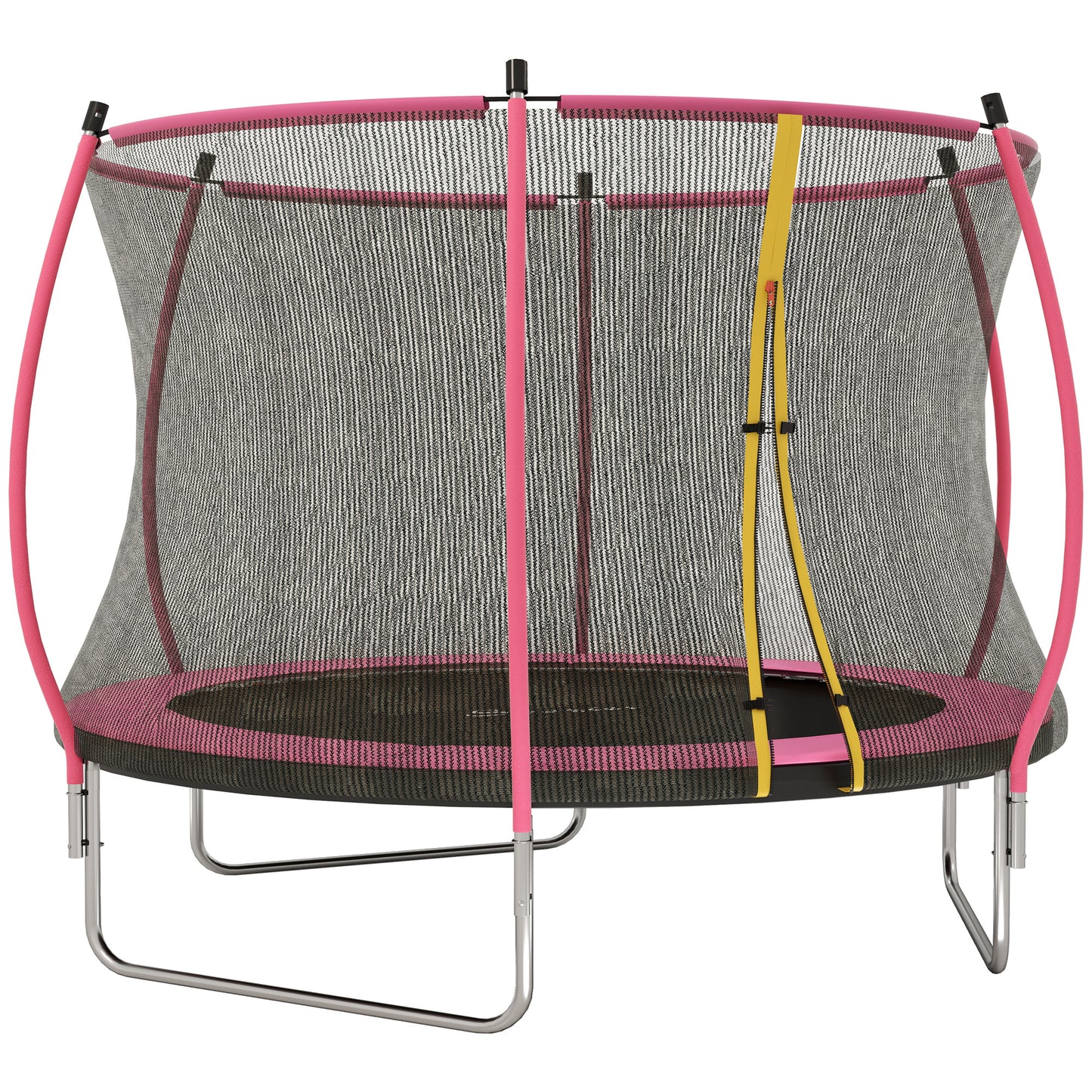10ft Outdoor Trampoline with Enclosure Net, Spring Cover, Pink