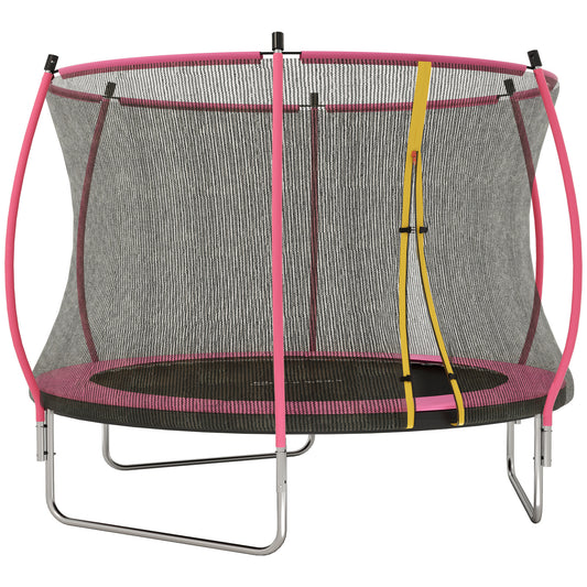 10ft Outdoor Trampoline with Enclosure Net, Spring Cover, Pink