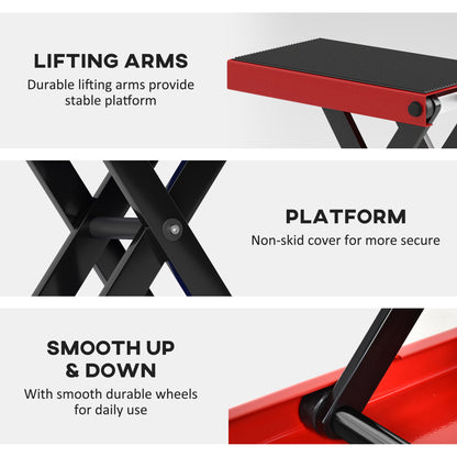 500KG Motorcycle Lift Scissor Jack, Height Adjustable Motorbike Stand with Anti-Slip Wide Deck